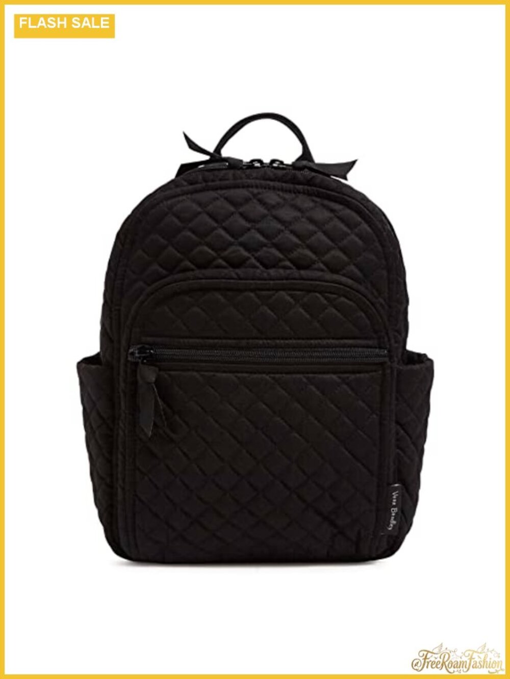 Cotton Small Backpack with Zipper Pockets, Quilted, Adjustable Straps, Machine